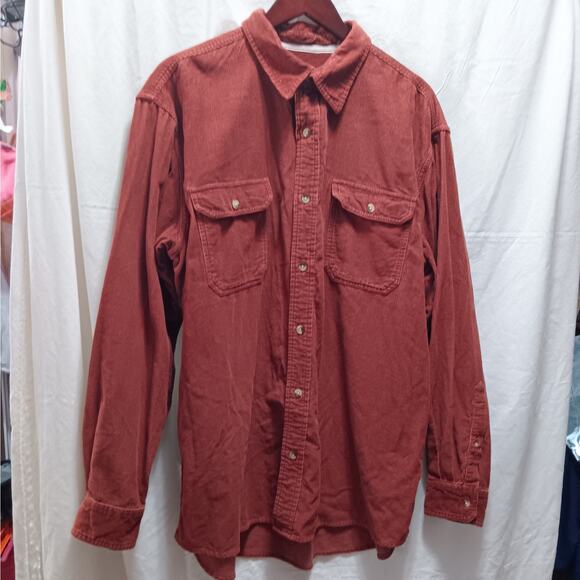 Redhead Men's XL Shirt Top Button-up Long-sleeved‎ Corduroy Red/Orange - Picture 2 of 7